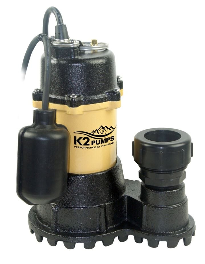 K2 Pumps 1/3 HP 115V Professional Grade Sump Effluent Pump with Tethered Piggyback Switch