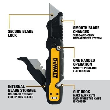 DEWALT Push & Flip Folding Utility Knife with Storage, large image number 1