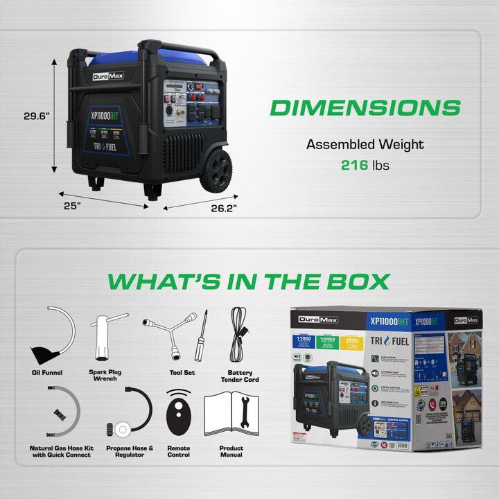 Duromax 11000 Watt Portable Tri Fuel 49 State Inverter Generator with CO Sensor, large image number 7
