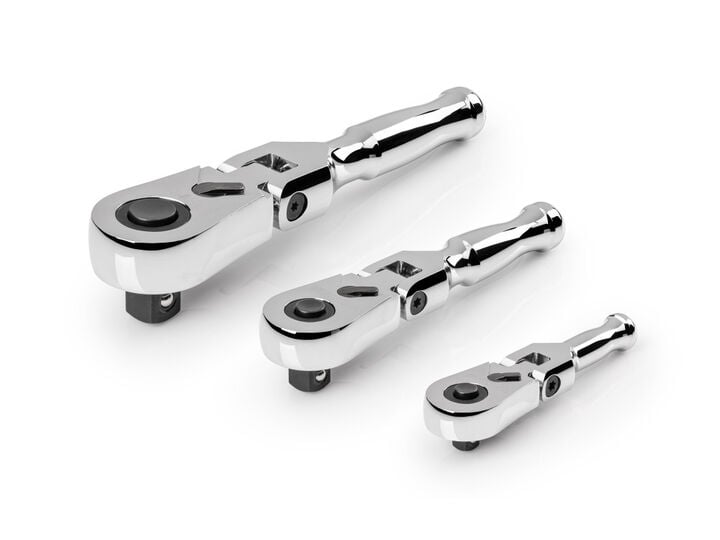 Tekton 1/4, 3/8, 1/2 Inch Drive Flex Head QR Stubby Ratchet Set, 3 Pieces, large image number 6