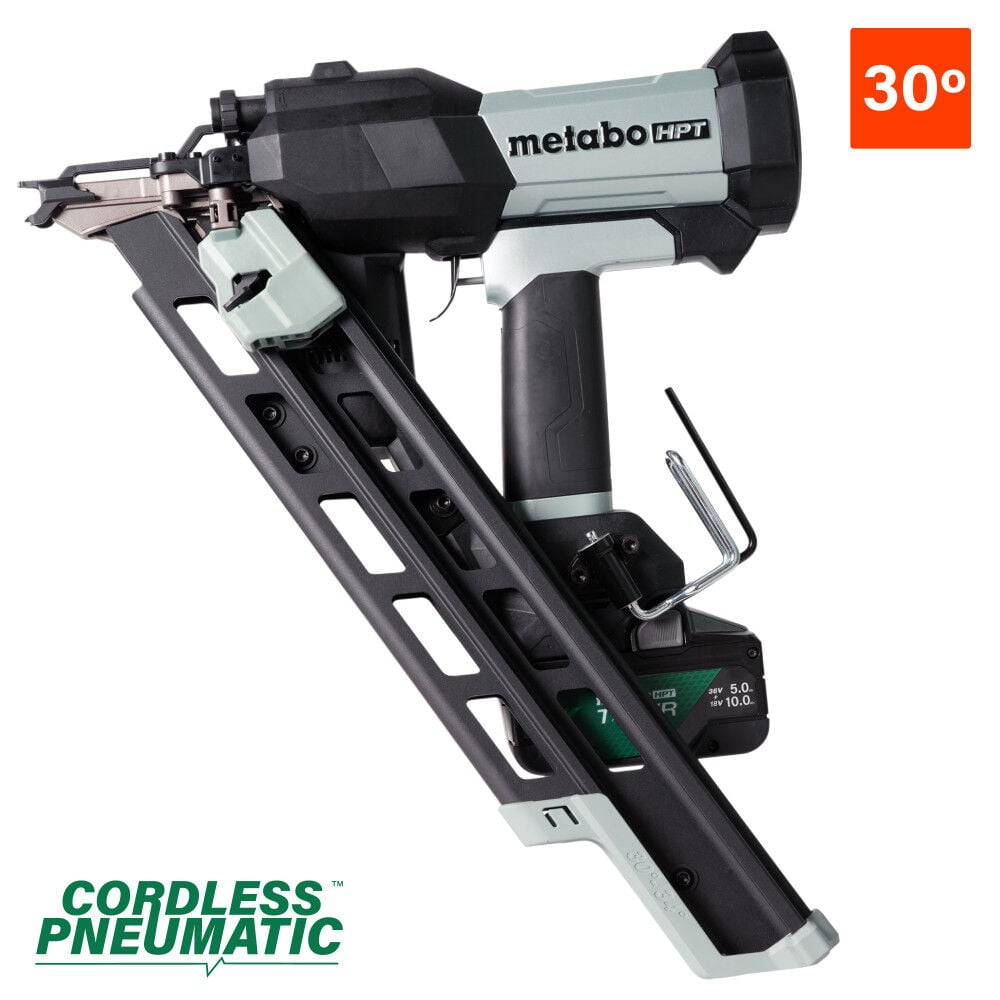 Metabo HPT Cordless Pneumatic 18V 30 Degree Paper Strip Framing Nailer Kit, large image number 3