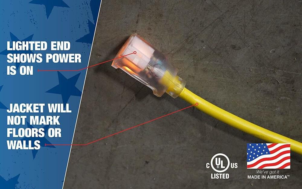 Southwire SJTW Outdoor Extension Cord 12/3 50 Ft Yellow, large image number 6