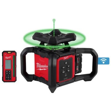 Milwaukee M18 Green Interior Rotary Laser Level Kit with Remote/Receiver & Wall Mount Bracket
