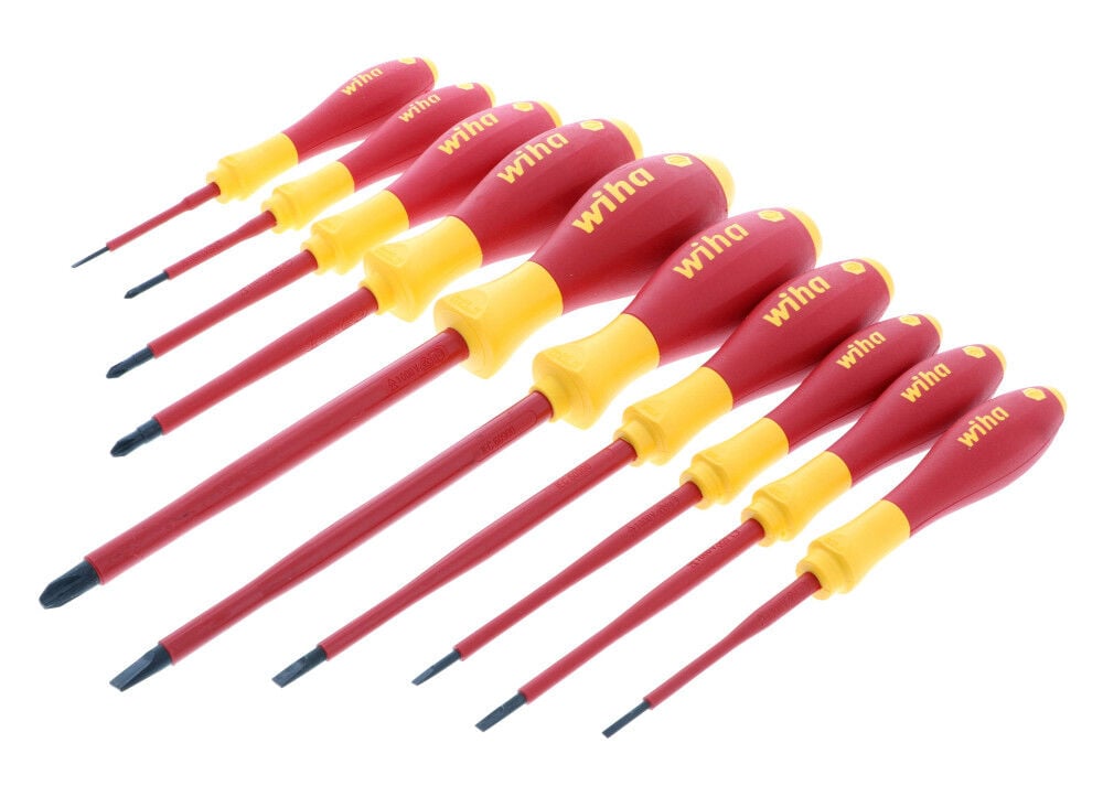 Wiha Insulated Cushion Grip Slotted Screwdriver Set 10 Piece, large image number 1