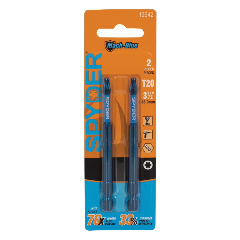 Spyder 3.5 Inch Long T20 Star Impact Driver Screwdriver Bit, 2 Pieces, large image number 1