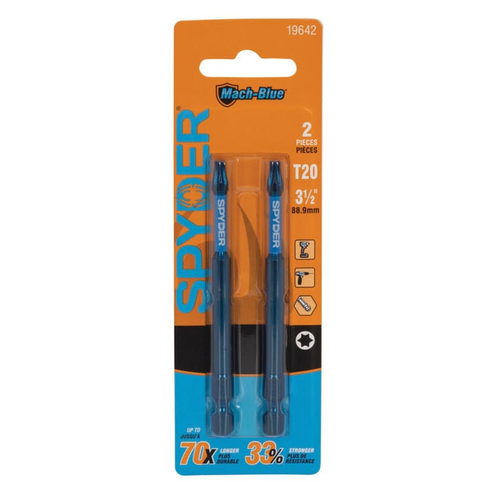 Spyder 3.5 Inch Long T20 Star Impact Driver Screwdriver Bit, 2 Pieces