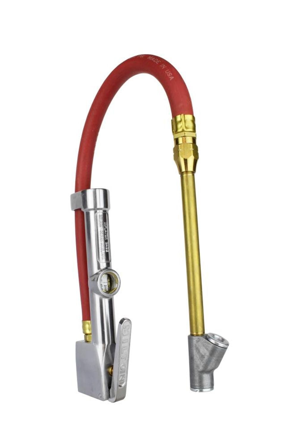 Milton (S-516) Straight Foot Chuck Tire Inflator Gauge - 15in Hose Lock-On Threads, large image number 1