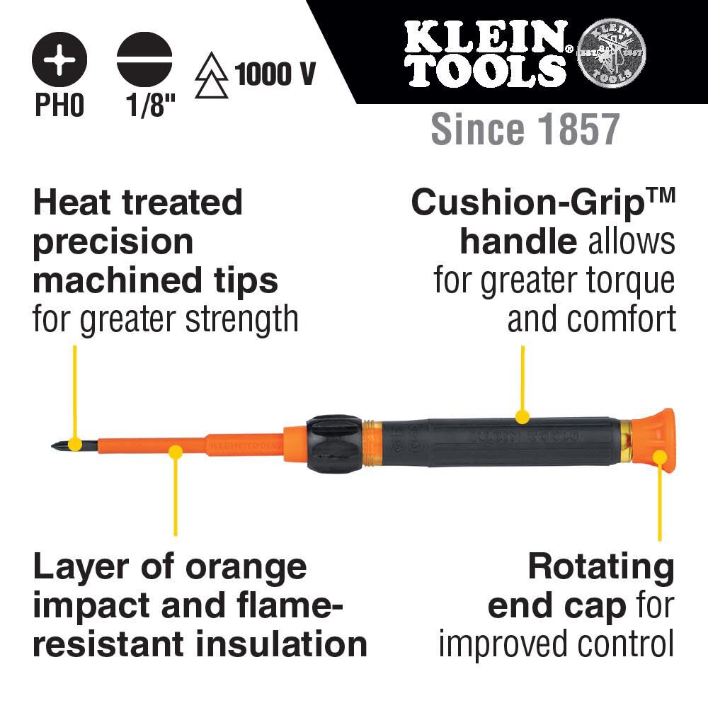 Klein Tools 2 in 1 Insulated Screwdriver, large image number 2