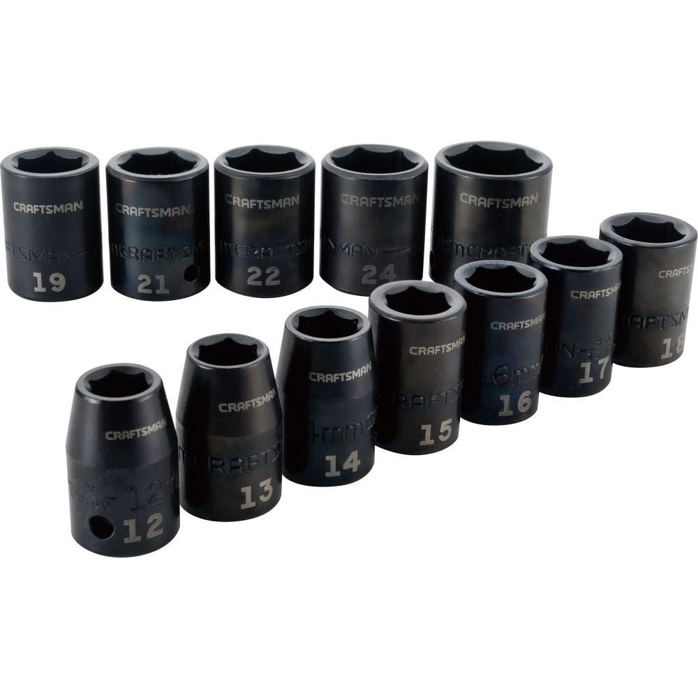 CRAFTSMAN 12 Piece 1/2 Inch Metric Impact Socket Set – CMMT15885