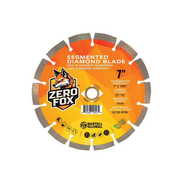 Bartell Morrison Zero Fox 7 Inch Segmented Rim Diamond Blade for Concrete