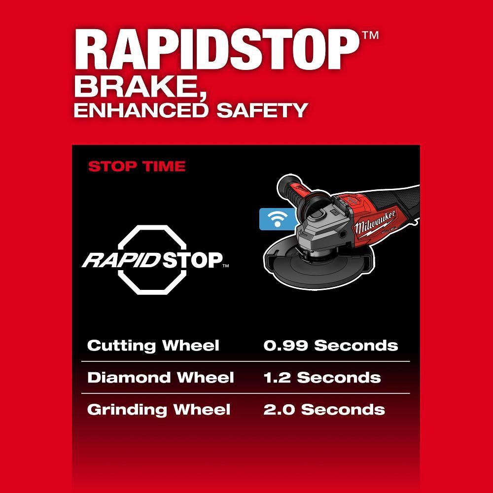 Milwaukee M18 FUEL 4-1/2 Inch-6 Inch Variable Speed Braking Grinder, Paddle Switch with ONE-KEY (Bare Tool), large image number 7