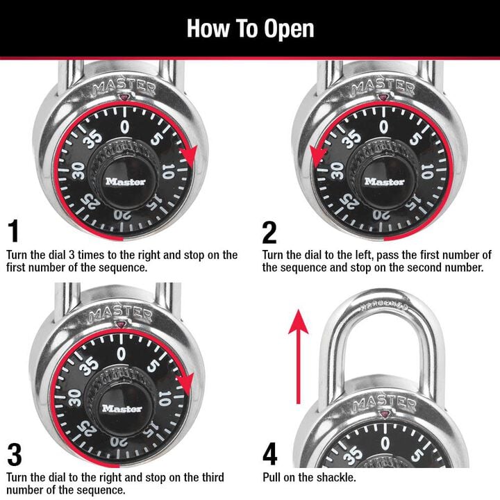 Master Lock 1.875-in Chrome with Black Dial Steel Shackle Combination Padlock, large image number 4