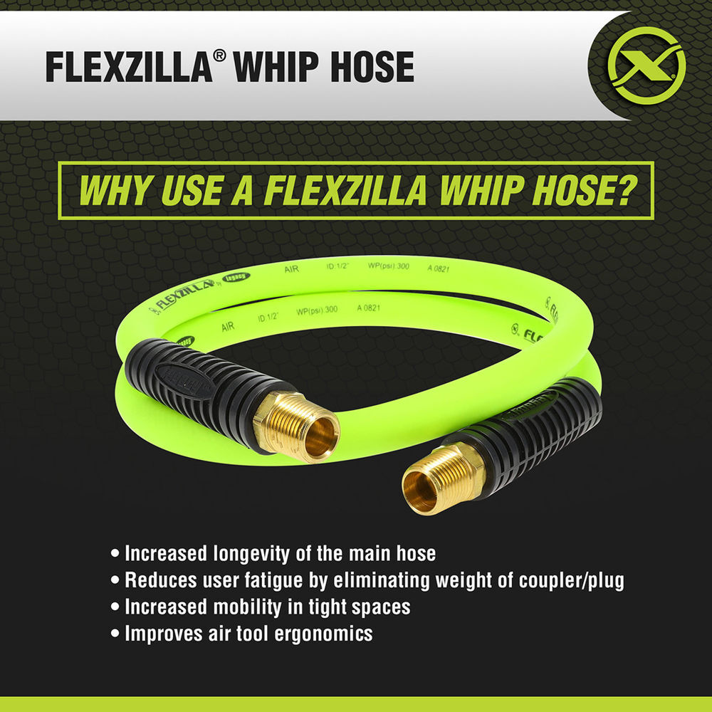 Flexzilla 1/2 Inch x 4ft ZillaGreen Whip Air Hose, large image number 7