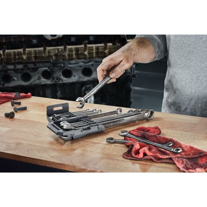 CRAFTSMAN Gunmetal Chrome Long-Panel SAE Combo Wrench Set, 11 Pieces, large image number 5