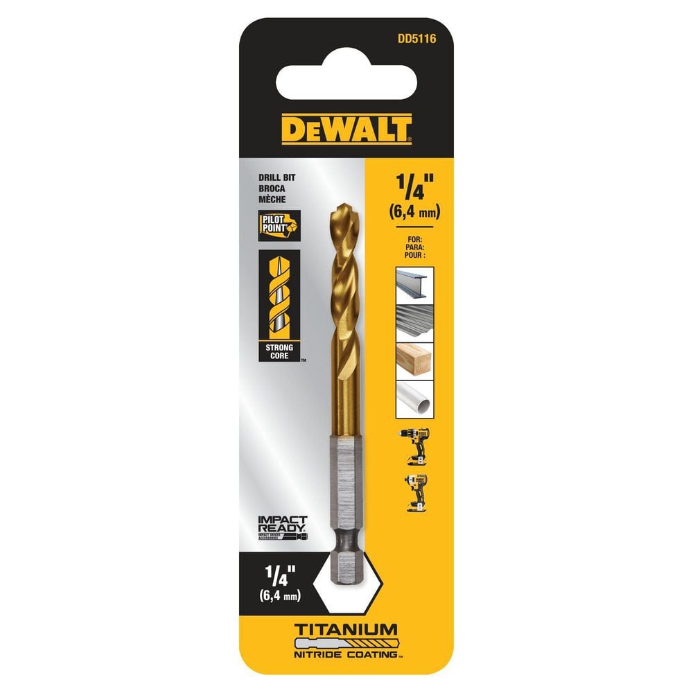 DEWALT Impact Ready Titanium Nitride Coated Drill Bit, 1/4 Inch, large image number 4