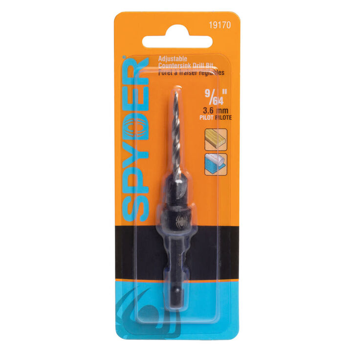 Spyder 9/64 Inch HSS Tapered Adjustable #6 Countersink Twist Drill Bit