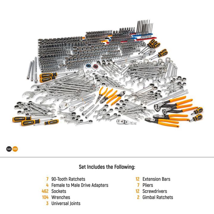 GEARWRENCH 613 Piece Master Mechanics Hand Tool Set & 11 EVA Foam Tray for Mobile Work Stations Bundle, large image number 12