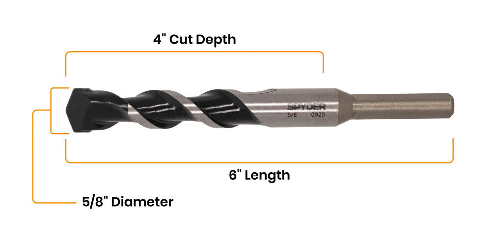 Spyder 5/8 Inch x 6 Inch Carbide-Tipped Three-Flat Grip Shank Hammer Drill Bit, large image number 7