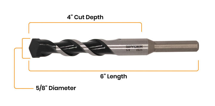 Spyder 5/8 Inch x 6 Inch Carbide-Tipped Three-Flat Grip Shank Hammer Drill Bit, large image number 6