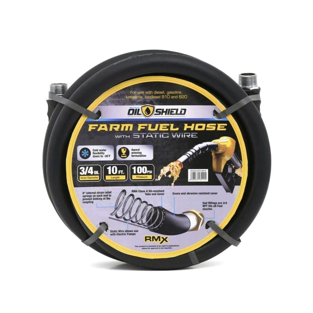 BluBird OilShield 3/4 Inch x 10 Ft. Rubber Fuel Transfer Hose – OSFH3410