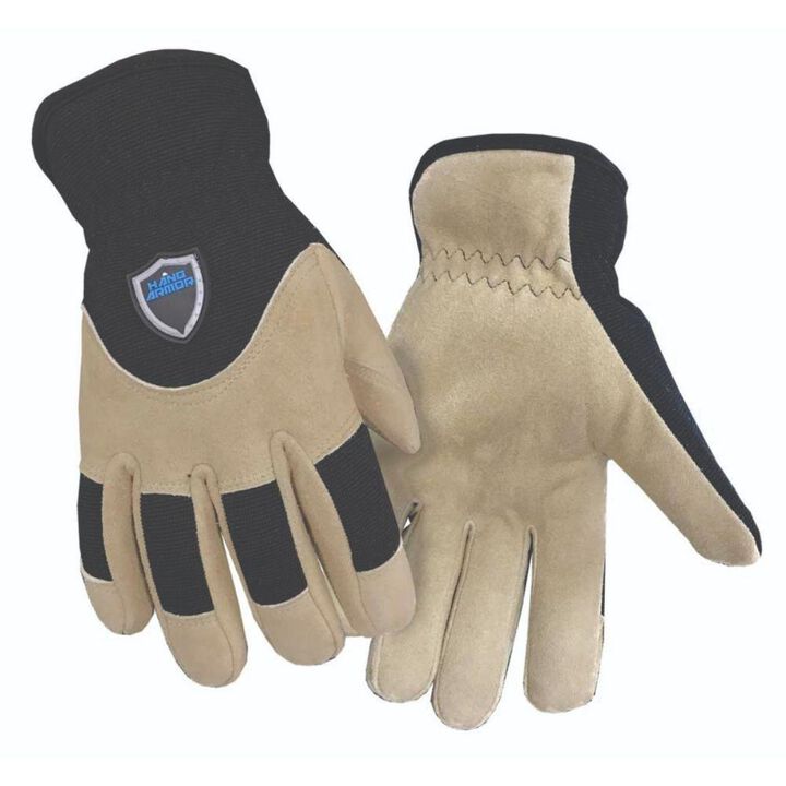 Hand Armor Deerskin Suede Driver Gloves Brown and Black Small
