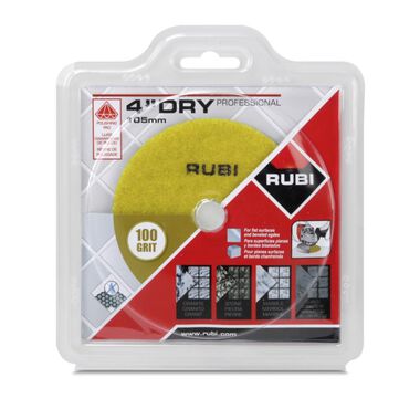 Rubi Tools Resin Dry Polishing Pad 100 Grit 4 In.