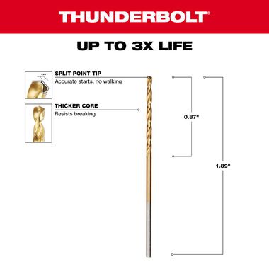 Milwaukee 1/16 In. Thunderbolt Titanium Coated Drill Bit, large image number 2