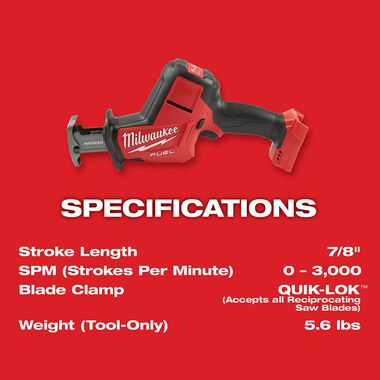 Milwaukee M18 FUEL HACKZALL Reciprocating Saw (Bare Tool), large image number 6