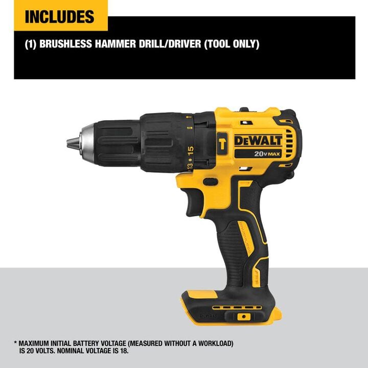 DEWALT 20V MAX Brushless Cordless 1/2 in. Hammer Drill/Driver (Bare Tool), large image number 2