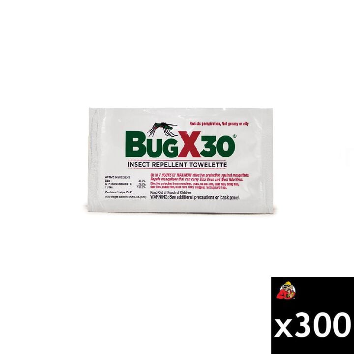 Aero Healthcare BugX30 Insect Repellent Wipes with DEET 300 Pieces