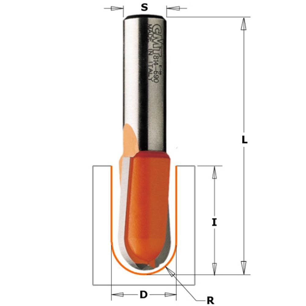 CMT Round Nose Bit 1/4 In. Shank 3/8 In. Radius – 814.190.11
