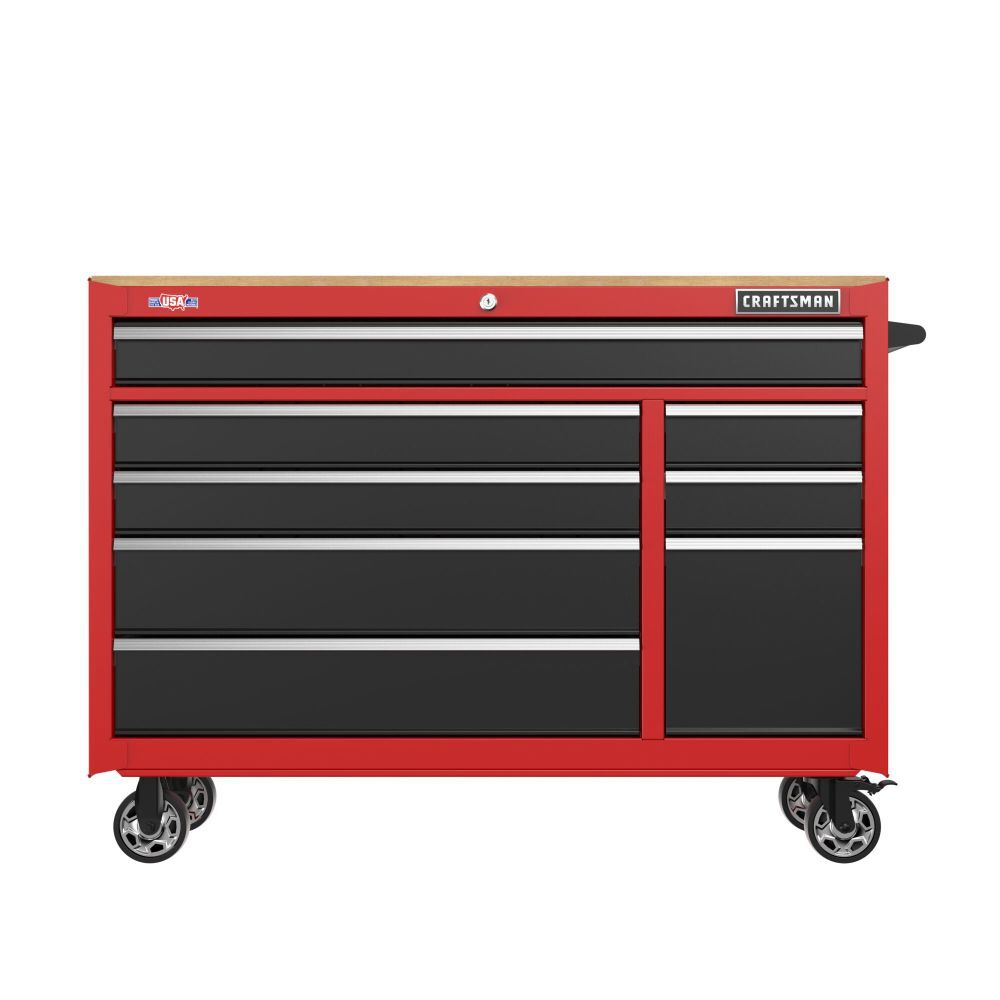 CRAFTSMAN S2000 Series 52 Inch Wide 8-Drawer Steel Rolling Workstation, Red, large image number 9