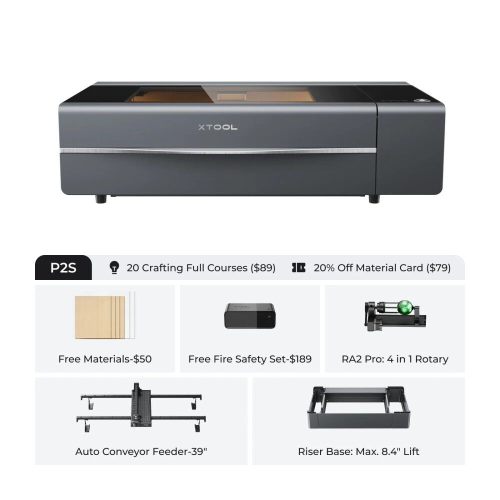 xTool P2S Laser Cutter and Engraver Versatile Bundle, large image number 1
