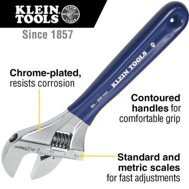 Klein Tools 8In Wide Jaw Adjustable Wrench, large image number 1