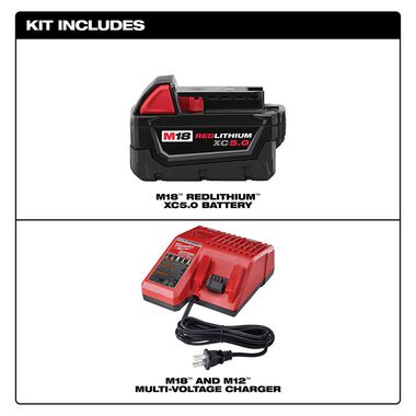Milwaukee M18 REDLITHIUM XC 5.0Ah Battery and Charger Starter Kit, large image number 1