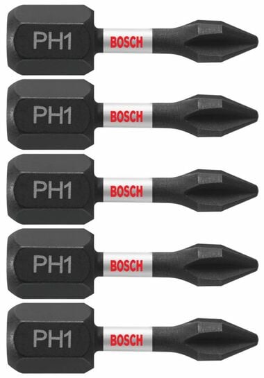 Bosch Impact Tough 1 Inch Phillips #1 Insert Bits 5 Piece