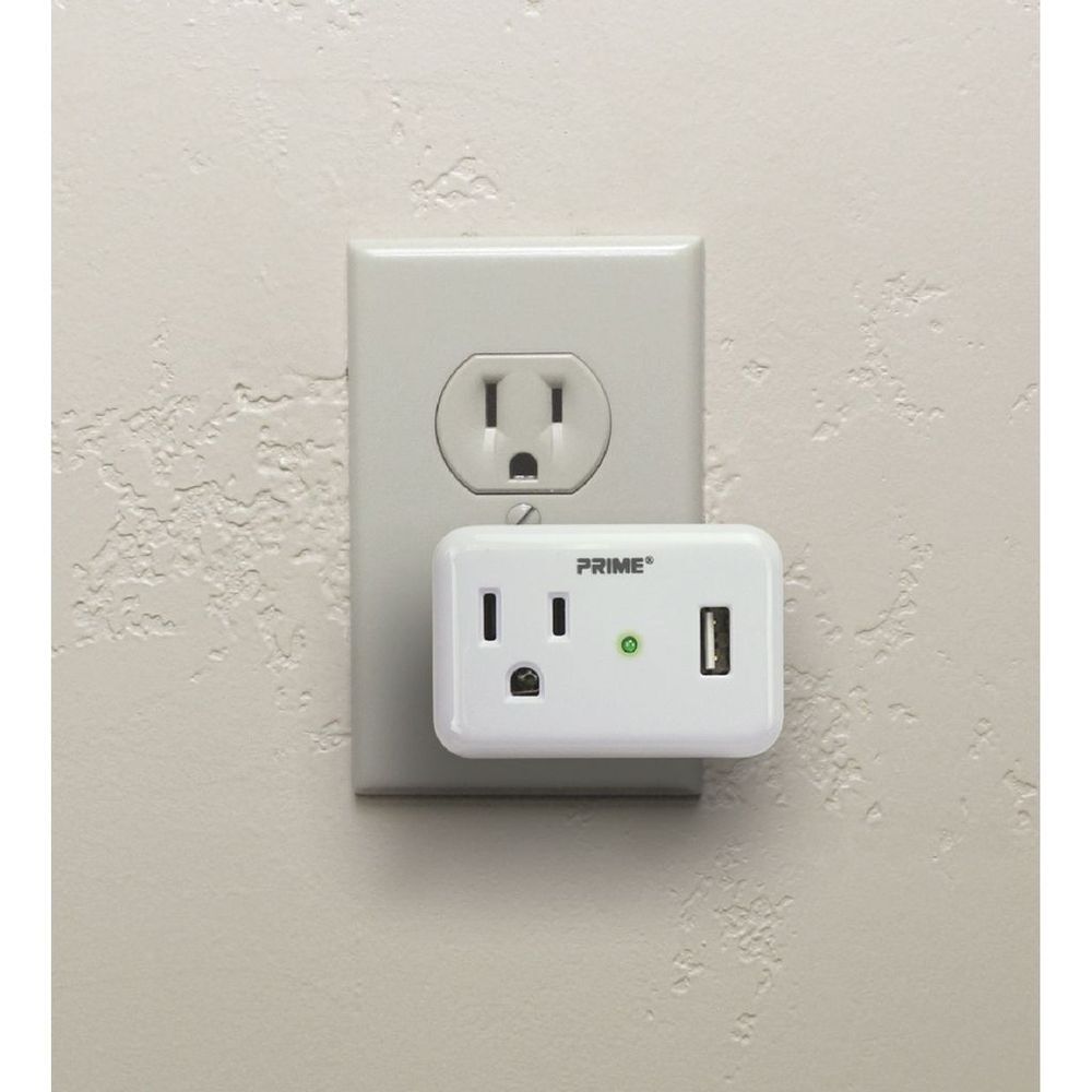 Prime 3 Prong 1 Outlet with 1 Port USB Charger, large image number 3