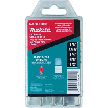Makita Assorted Glass and Tile Bit Set, 5 Pieces