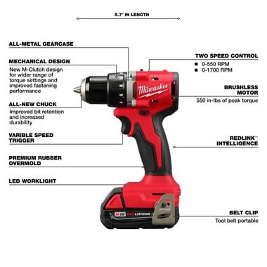 Milwaukee M18 Brushless 3-Tool Cordless Combo Kit Bundle, large image number 2