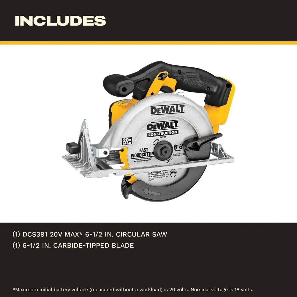 DEWALT 20V MAX 6-1/2 Inch Circular Saw & 20V MAX XR POWERSTACK Compact 1.7Ah Battery Bundle, large image number 4
