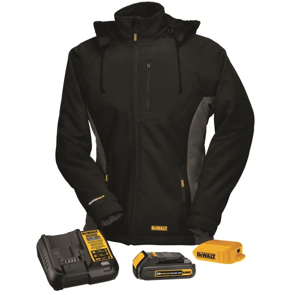 DEWALT Womens Heated Hooded Soft Shell Jacket Black Small (Bare Tool) Size Small - DCHJ066C1-S