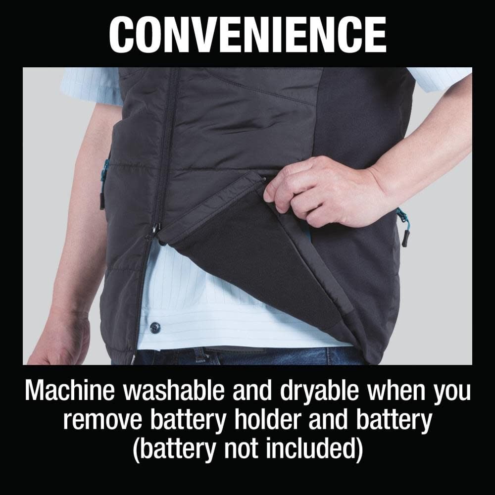 Makita 18V LXT Cordless Heated Vest Large Black (Bare Tool) DCV202ZL Acme Tools