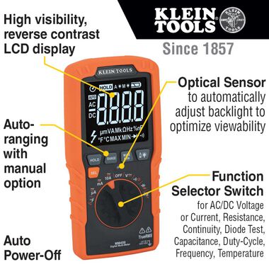 Klein Tools Slim Digital Multimeter TRMS Auto Ranging, large image number 2