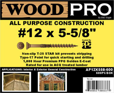 Woodpro (600) #12 x 5-5/8 In. All Purpose Wood Screws, large image number 1