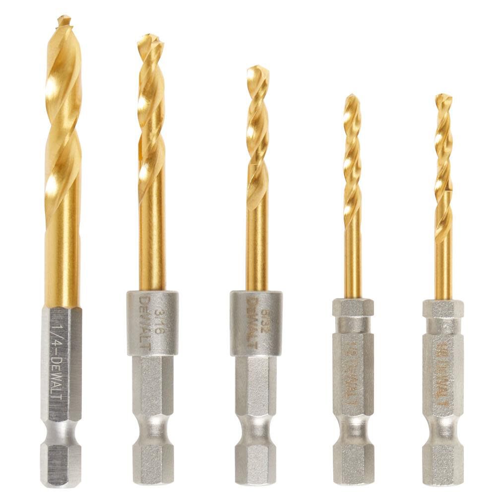 DEWALT 5pc Impact Ready Titanium Nitride Coating Drill Set, large image number 1
