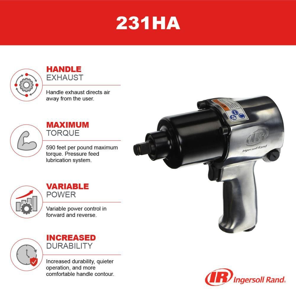 Ingersoll Rand 1/2 Inch Pistol Grip Air Impact Wrench 600 Ft-Lb, large image number 3