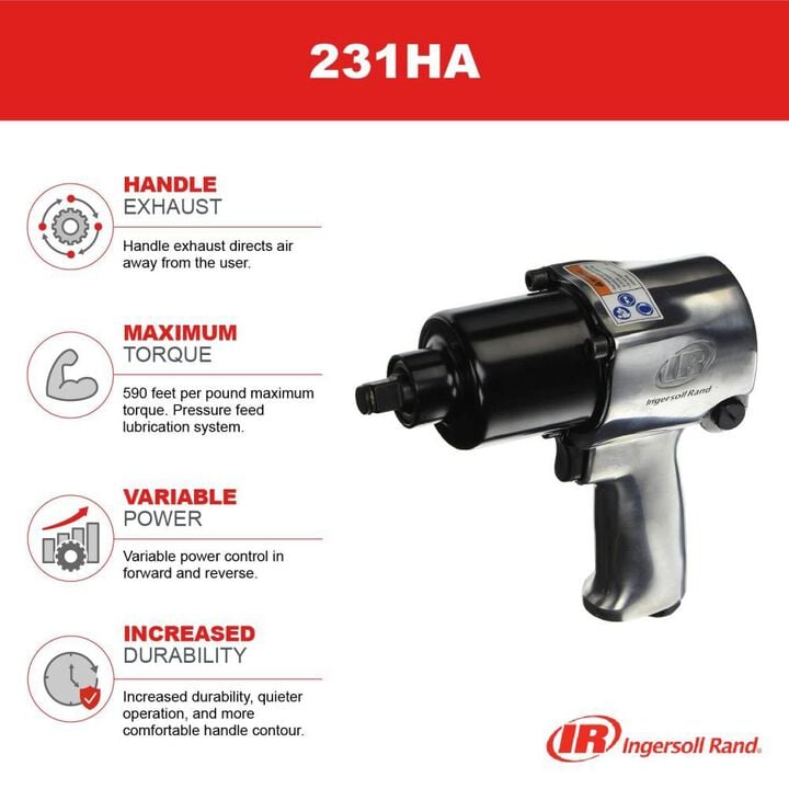 Ingersoll Rand 1/2 Inch Pistol Grip Air Impact Wrench 600 Ft-Lb, large image number 2