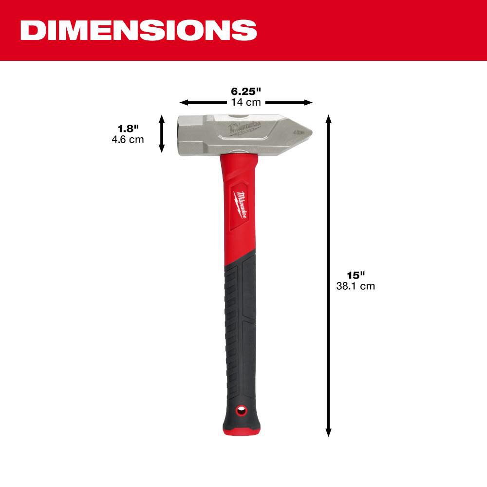Milwaukee 4 lb Fiberglass Cross Peen Hammer, large image number 3