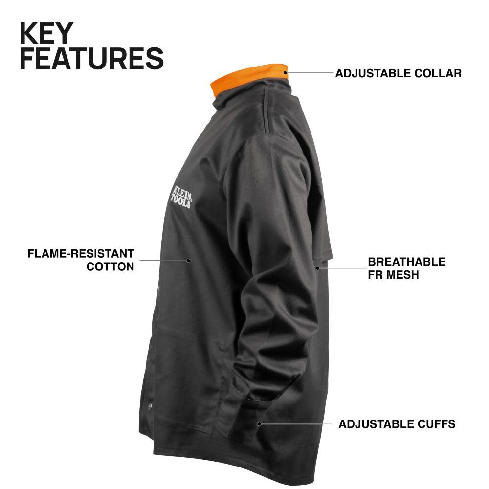 Klein Tools Flame-Resistant Welding Jacket, Black, Large, large image number 2