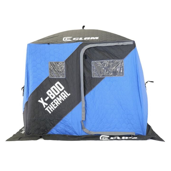 Clam Outdoors X-800 Thermal 128 Sq Ft 900 Denier Fabric 4 Sided Hub Ice Fishing Shelter, large image number 3
